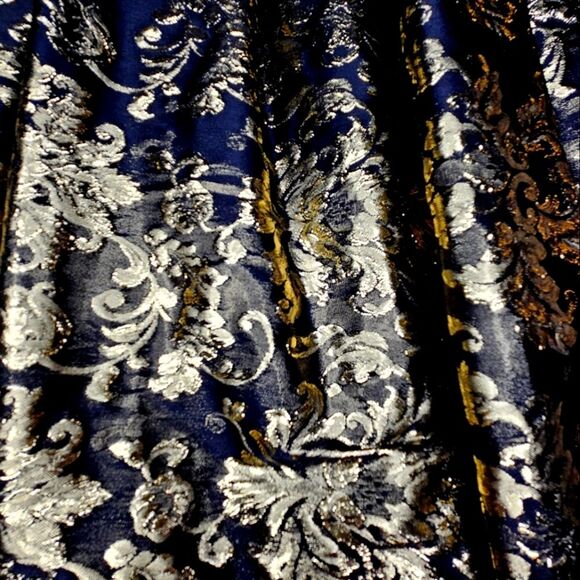 Scott McClintock Gradient Velvet Halter Black Gold Metallic Formal Evening Dress - Picture 8 of 16